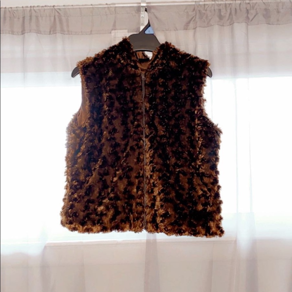 Brown fuzzy vest